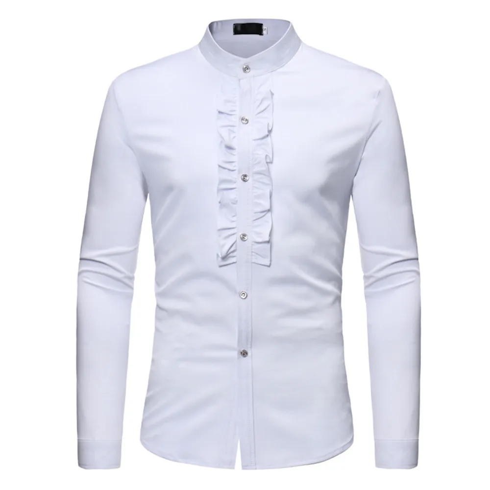 Men's Dress Shirts England Casual Shirt Men Wedding Style Blouse Harajuku Clothing Tops Novelty Flowers Decor Elegant Male Night Club Blusa