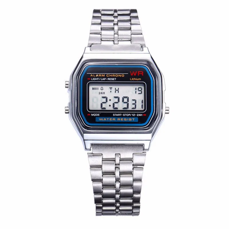 Fashion Men s Women s Digital Wristwatches Waterproof Metal Strap Alarm LED Stopwatch Stylish Watch Reloj Digital Hombre Mujer