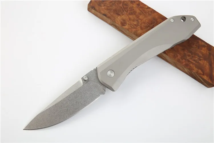 High End 761 Pocket Folding Mes S35VN Stone Wash Blade TC4 Titanium Legering Handvat Kalbekers Messen