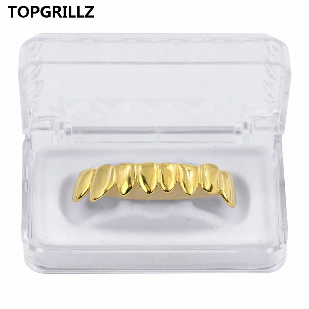 TOPGRILLZ Hip Hop Grillz GOLD COLOR PLATED DRIP STYLE Denti GRILL A forma di fondo Griglie denti Gioielli il corpo