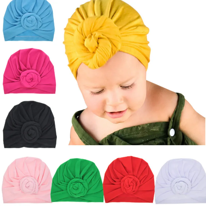 Baby topp knut turban rose hatt småbarn mjuk turban vintage stil retro hårtillbehör flickor pojkar huvud wrap lc6976249925