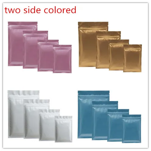 100pcs a color Mylar Aluminum Foil Zipper Bag for Long Term food storage and collectibles protection two side colored