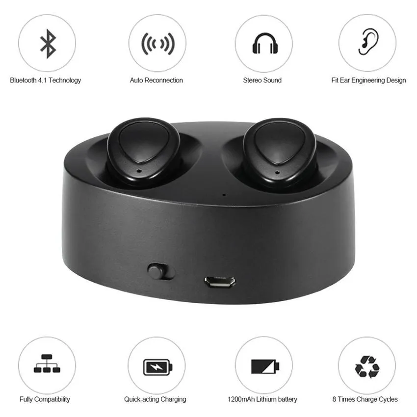 Tws K2 Prawdziwe słuchawki Bluetooth In-Ear Wireless Stereo Słuchawki Dual Mini Twins Słuchawki Bass Mic Podwójne Słuchawki Słuchawki Ładowarka USB