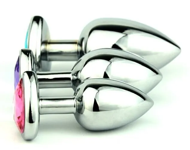 3 Size New Unisex Attractive Heart-shaped Crystal Jewelry Metal Anal Plug Butt Booty Beads Adult BDSM Sex Anus Toy Product 