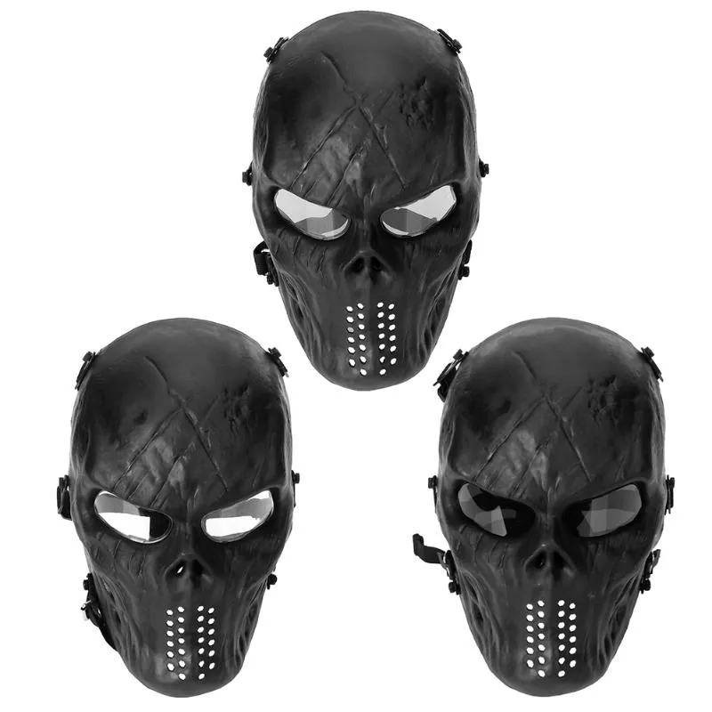 Resistente PC Lens Skull Paintball Games CS Field Face Protection Mask Caccia Tactical Cycling Full Face Mask caldo