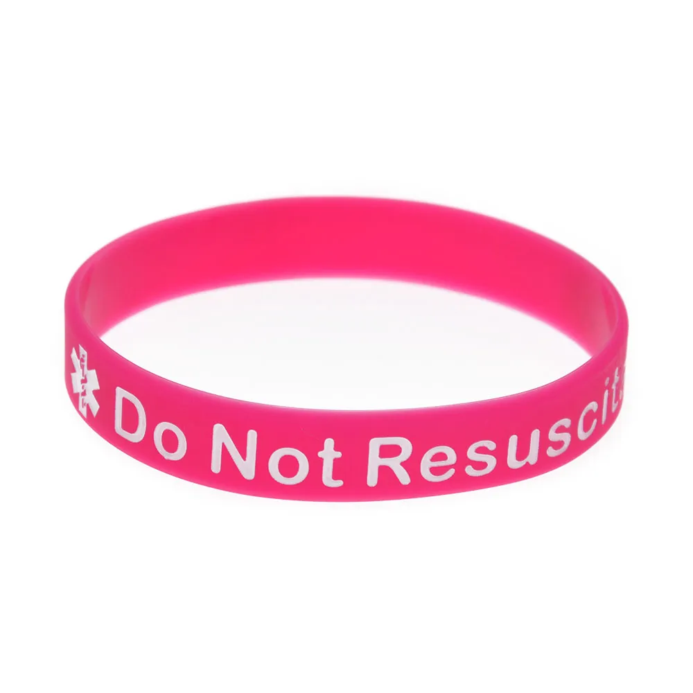 1 Stück „Do Not Resuscitate“-Armband aus Silikonkautschuk in Erwachsenengröße. Eine tolle Botschaft für den Notfall