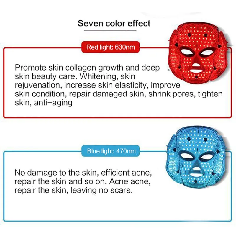 Maschera viso e collo a i LED Microcorrente PDT Photon Rimozione delle rughe il viso Ringiovanimento della pelle Bellezza