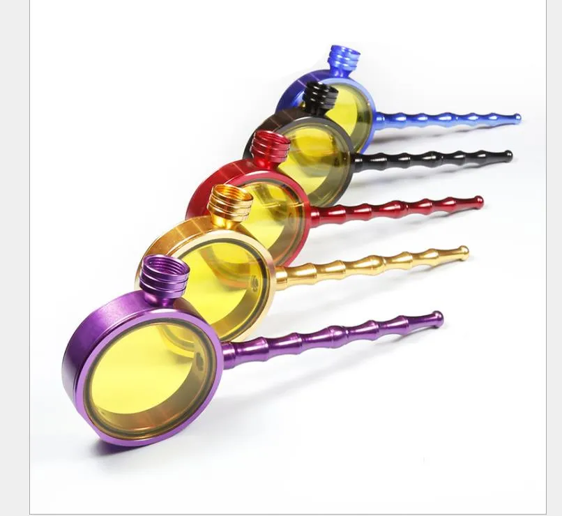 Polychromatic aluminum pipe magnifying glass metal smoking set