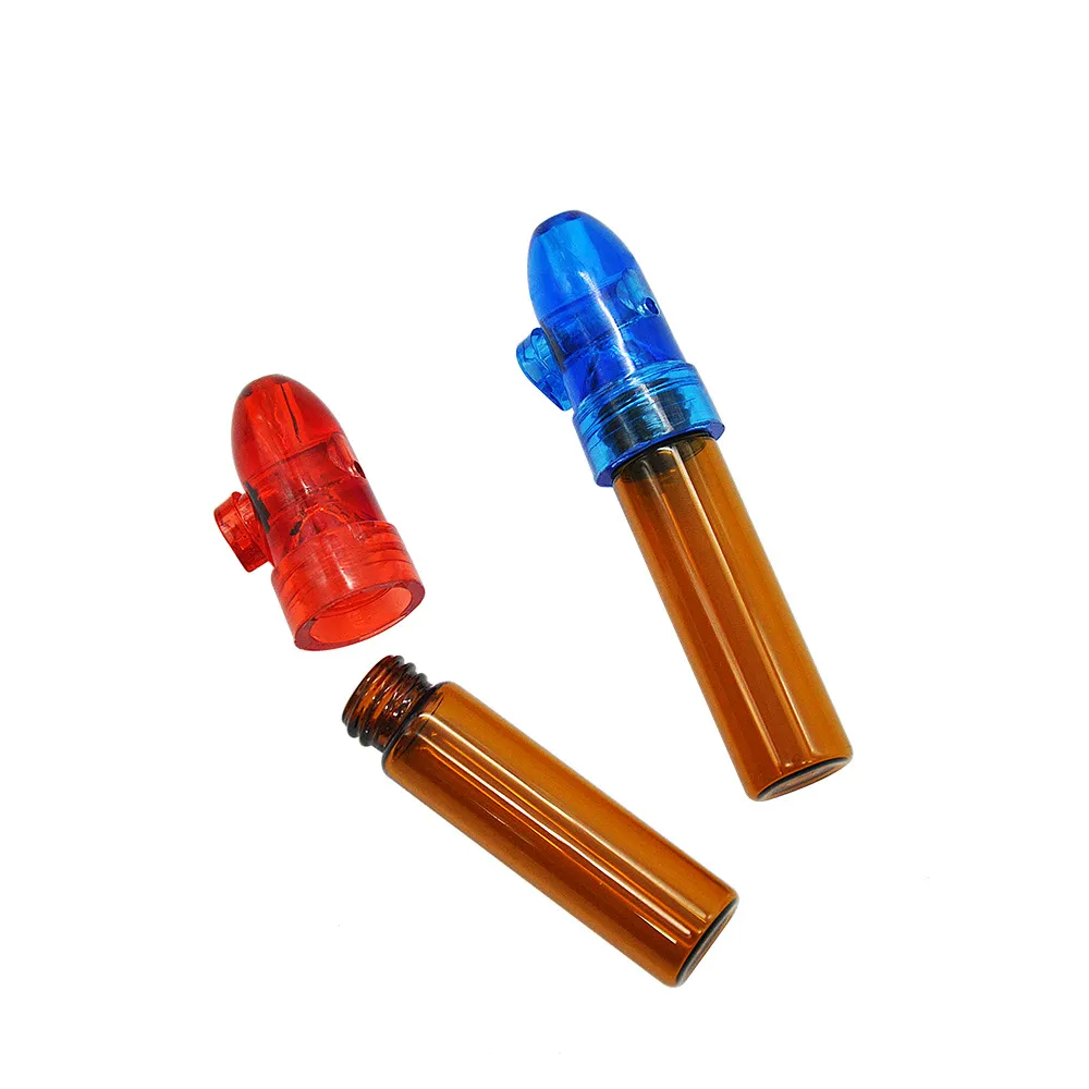 Partihandel 6st Bullet Head Små glasflaskor Box Snuff snareflaska, rullande maskin Shishahokah Rökning Pipe Vaporizer W18C