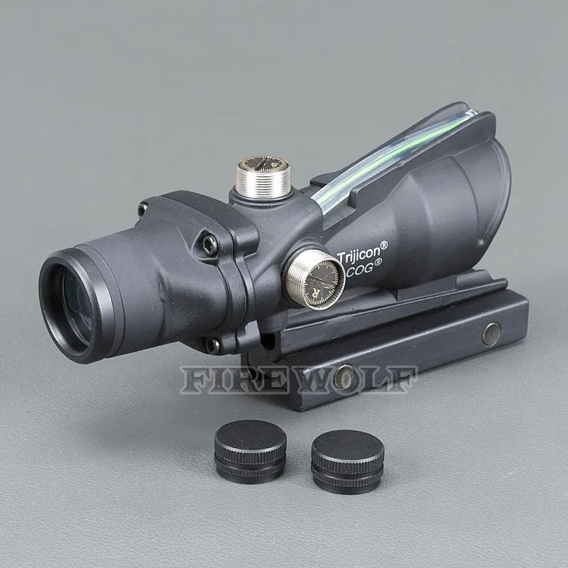 Trijicon Black Tactical 4x32 Scope Sight Real Fiber Optics Green Illuminated Tactical Riflescope med 20mm svindel för jakt4246640