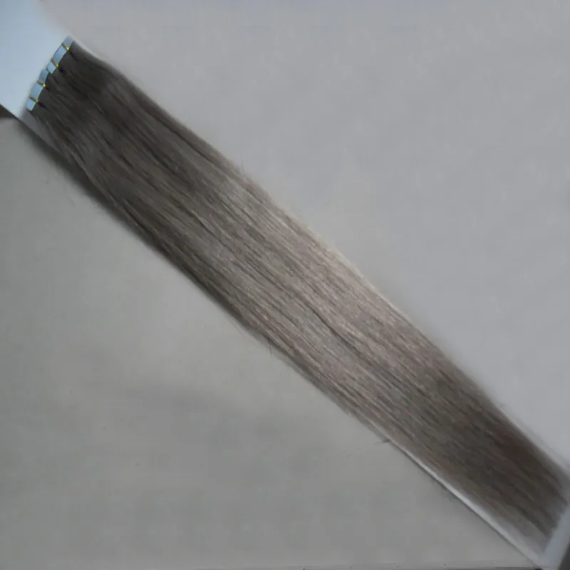 Silver Gray hair extensions tape in human hair extensions 12" 14" 16" 18" 20" 22" 24" 26" 100g 7a grey tape hair extensions