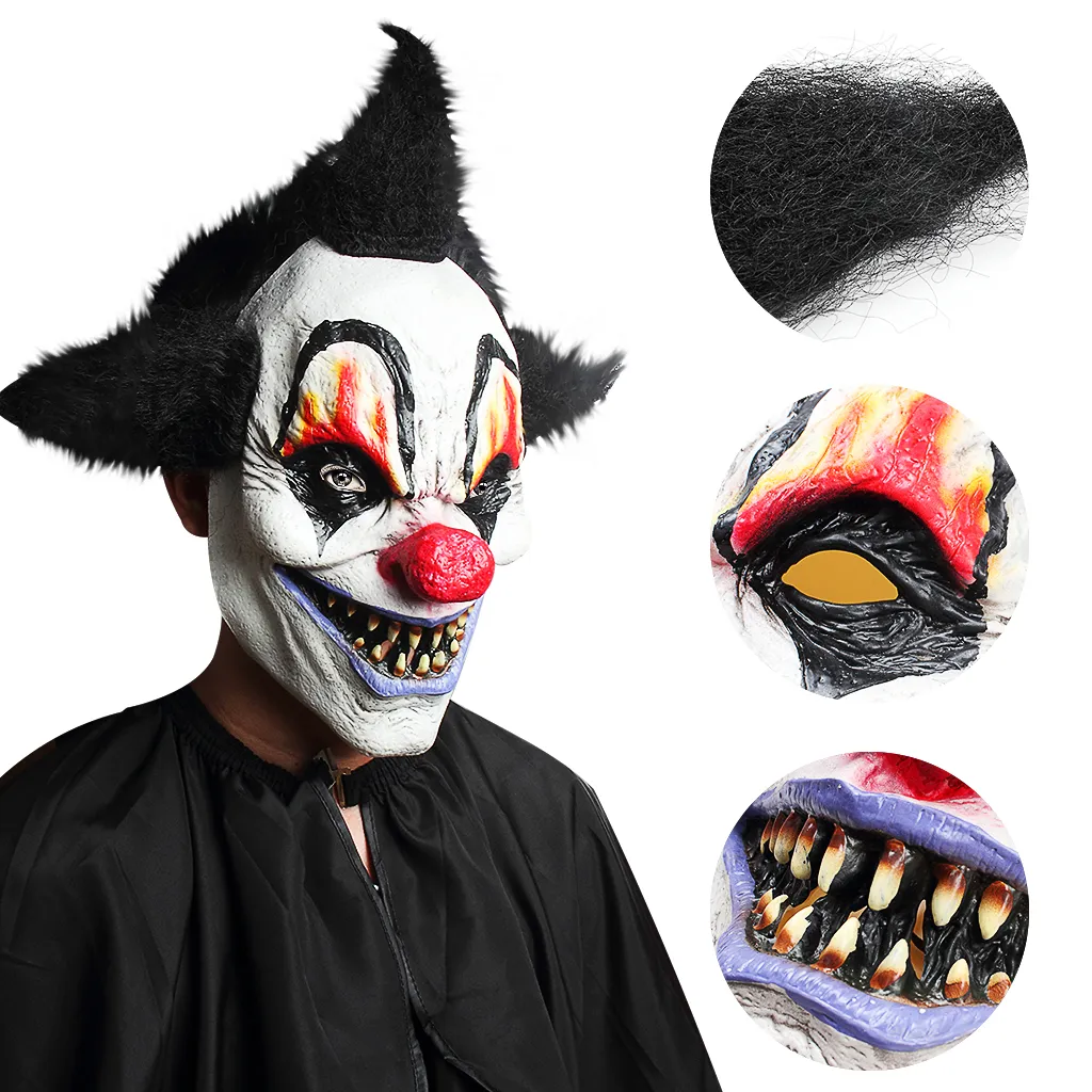 Horror Sorcerer Clown Mask Creepy Latex Mask Halloween Escape Dress Up Live Show Scary