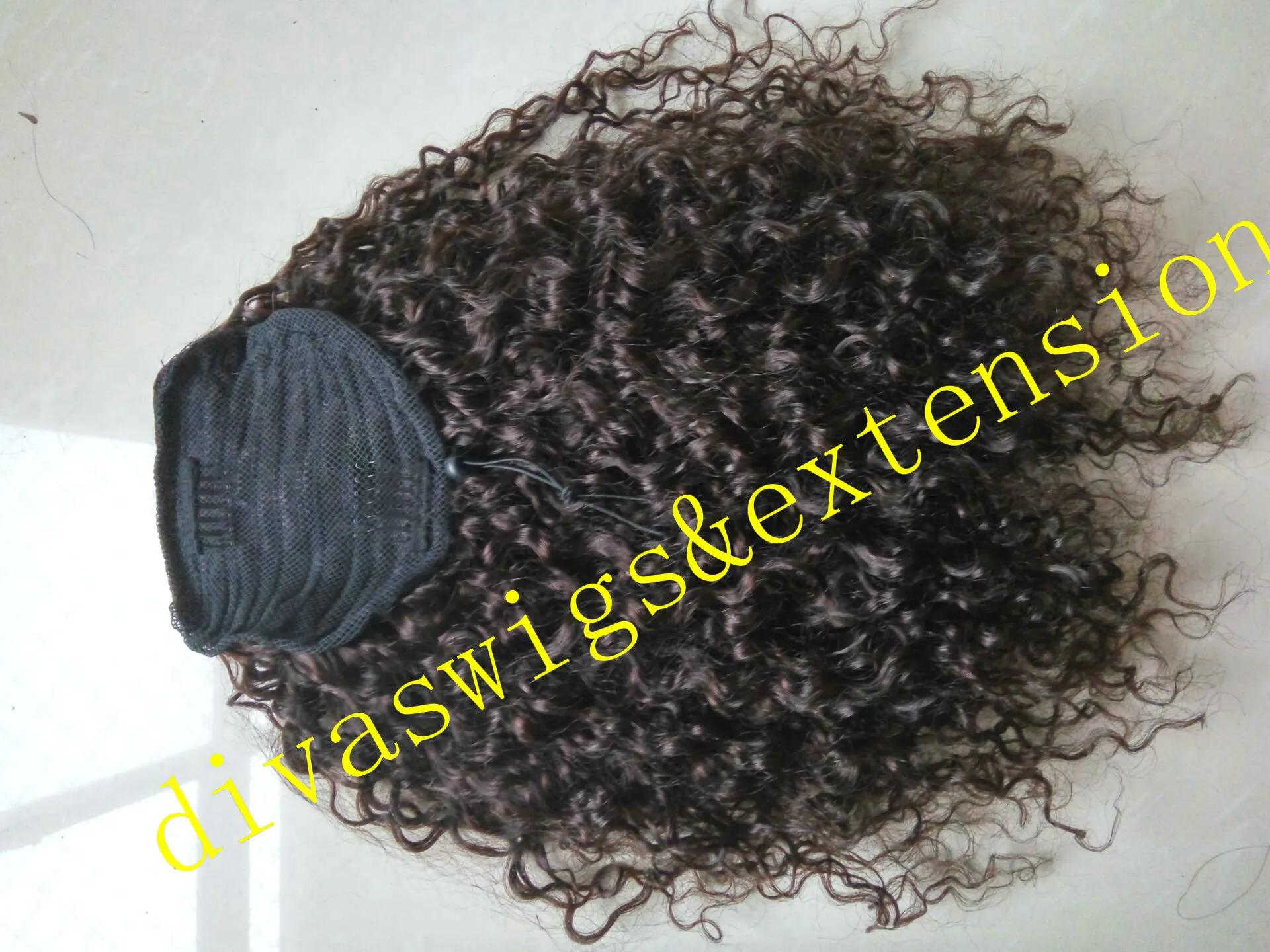 Cheveux vierges péruviens afro crépus bouclés queue de cheval de cheveux humains pour les femmes noires, clip de queue de cheval bouclé en spirale dans l'extension de cheveux 120g