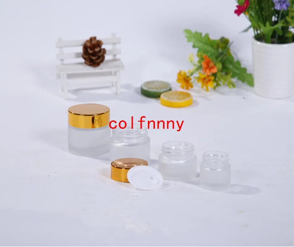 /lot50G Frost Glass Cream Jar with Silver gold Cap,5g 10g Glass Packing Jars, 20g Empty Cream Jar, 30g Cosmetic Glass Jars