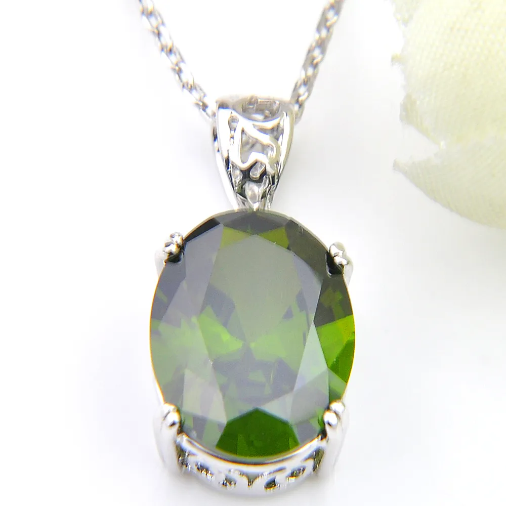 Roman Luckyshine Mode Vintage Feuer Peridot Zirkonia 925 Silber Anhänger Halsketten Ohrringe Geschenk Hochzeit Schmuck Sets