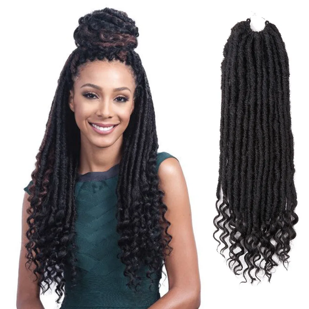 Curl Nu Locs Hair Extension 18 inch Haakvlechten Synthetische Haar Extensions Mode Krullend Nu Locs Synthetisch Vlechten Haar