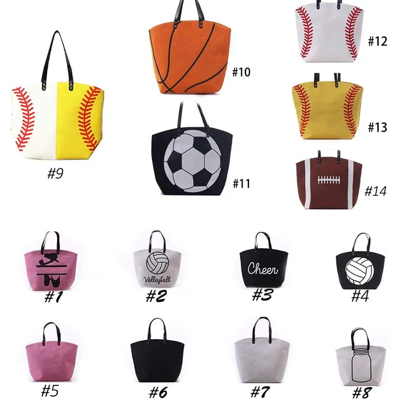 2018 neue Leinwand Tasche Baseball Sport Taschen Casual Softball Tasche Fußball Fußball Basketball Baumwolle Leinwand Einkaufstasche