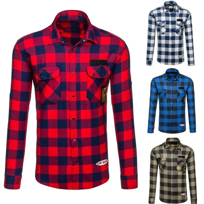 2018 Nouvelle marque Shirs Plaid Cotton Mode chaude Male Male Male Shirt Casual Men Young Robe Shirts Plus 3XL