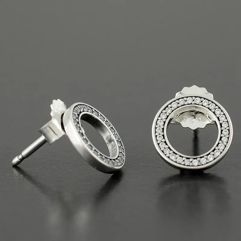 Authentieke 925 Sterling Zilveren Cirkels Oorbel met Originele doos Fit Eeuwige Pandora Sieraden Oorknopjes Vrouwen Huwelijkscadeau Oorbellen