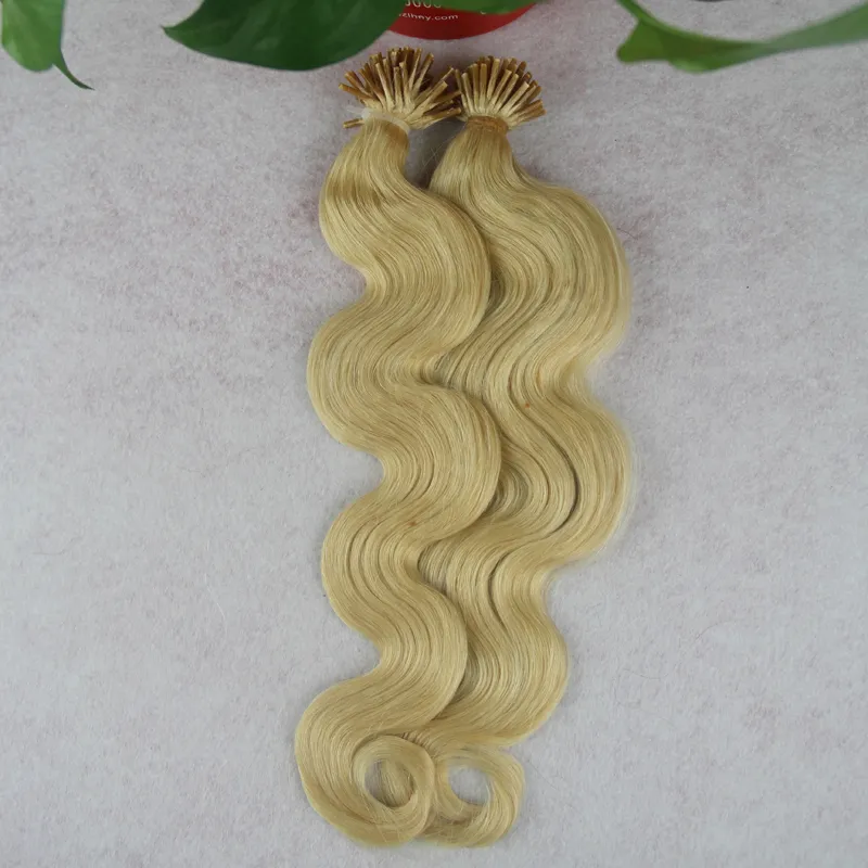 Je Pointe Extension de Cheveux Humains 613 Blonde Machine Brésilienne Fait Remy Vague de Corps de Cheveux Humains Sur Capsule Vrai Cheveux 100g