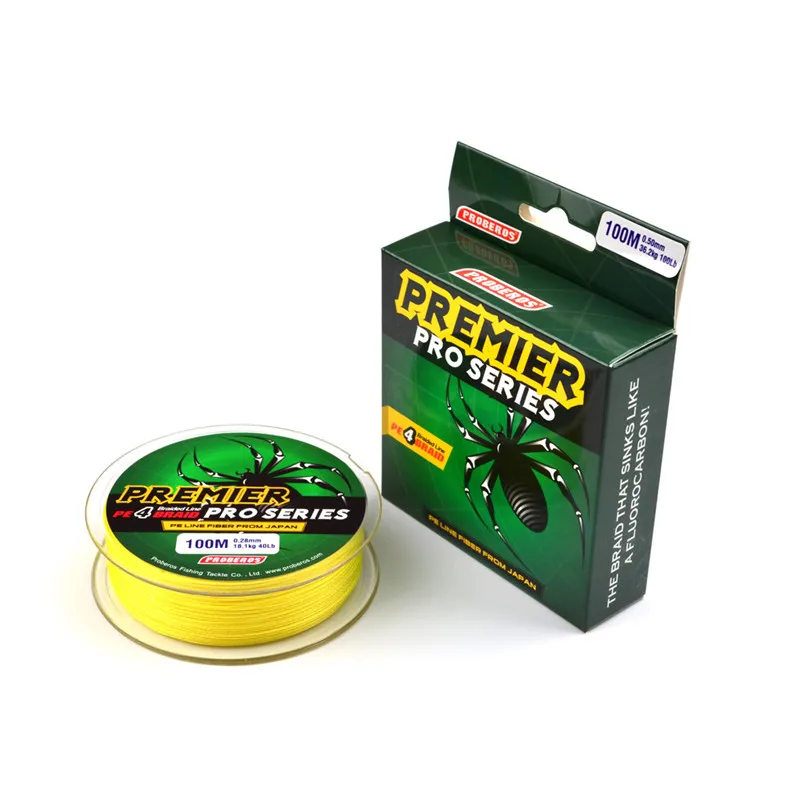 Premier Pro-serien Braid Fishing Line 4 Strand Spectra Lines 100m Pe Fiber från Japan 15LB ~ 80lb