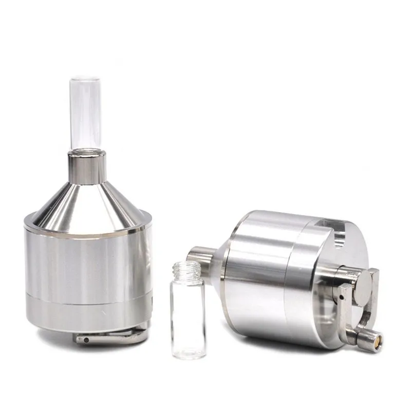 Aluminium metalen kruidmolen 44mm 55mm Crusher Muller Mills Presser met trechter voor Spice Tobacco Vaporizer Hand Crank