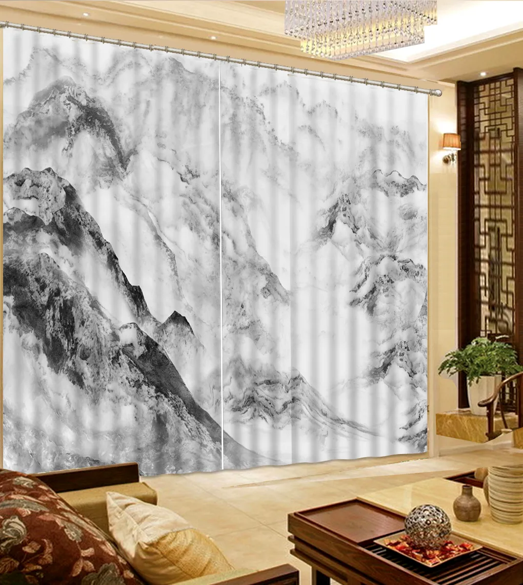 3D шторы европейский стиль творческий мраморный занавес окна гостиной печати затемнение фото занавес