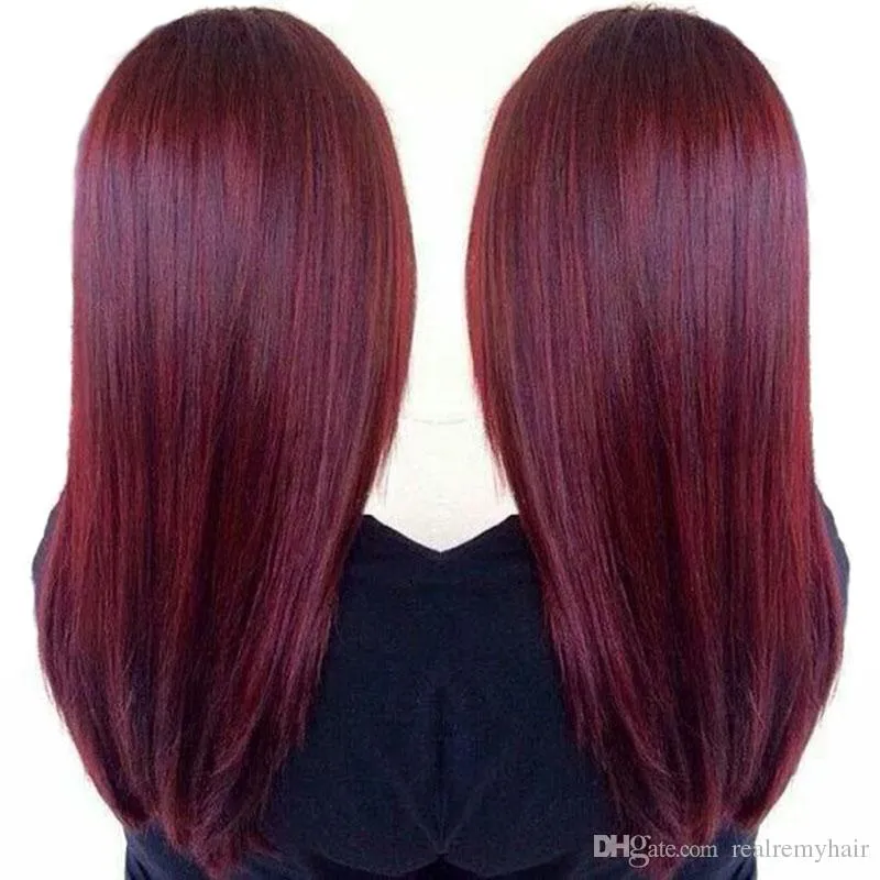 ブレサイアンストレートレミー人間の髪の延長99＃ブラジルのブルゴーニュの人間の髪の毛織り3束安い色のブラジルの赤いレミーの髪