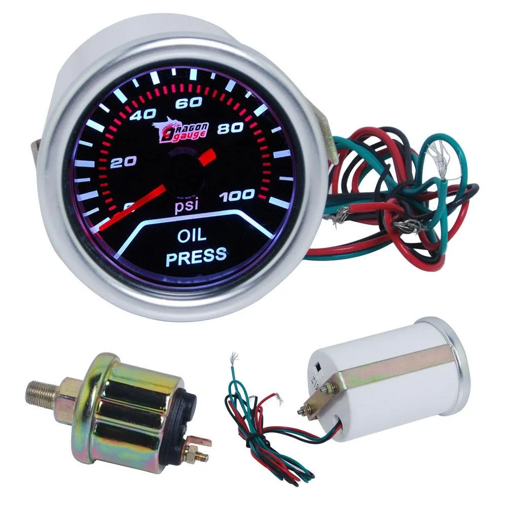 Röklins boostwater tempoil tempoil pressvoltageair bränsle ratioexhaust gas temptachometer mätare 52 mm analog led vit case3615936