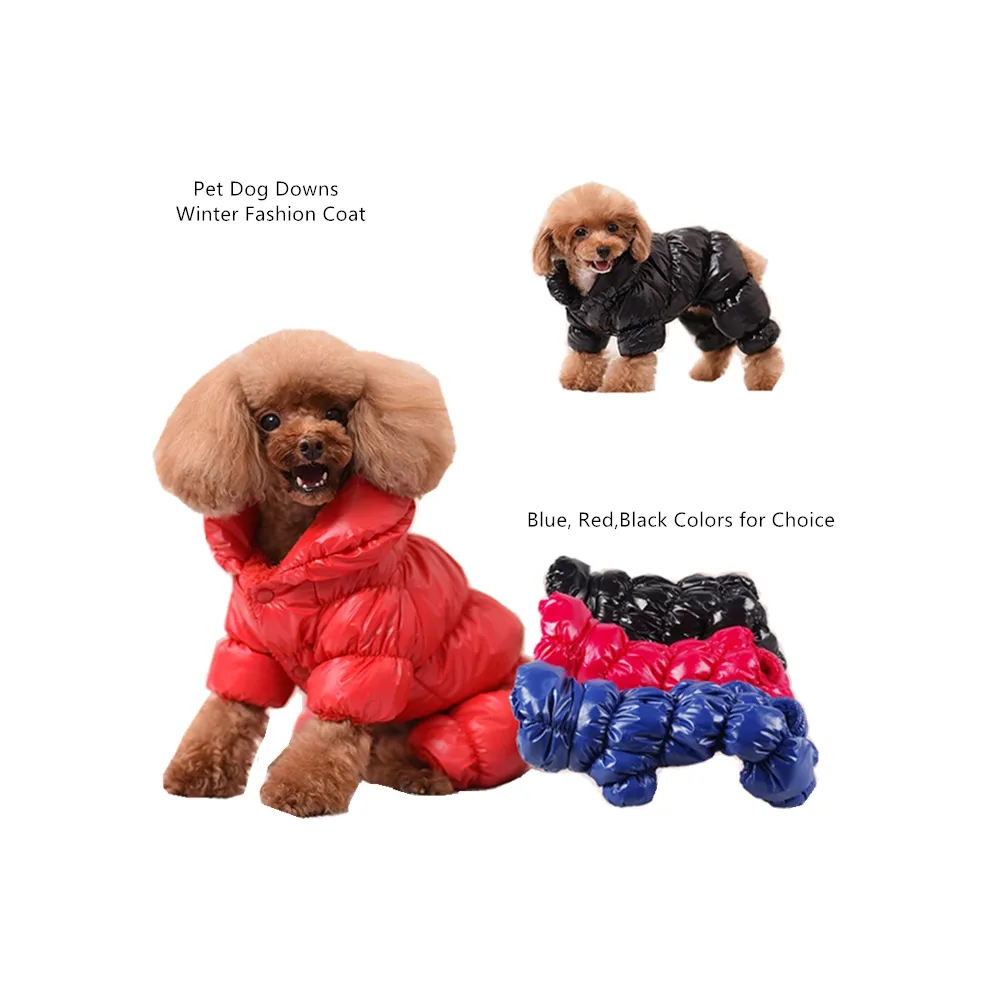 Красная зимняя питомца Poloneck Turtleneck теплая собака Parka одежда маленькие собаки вниз пальто 4 ноги куртка средняя чихуахуа XS синий черный
