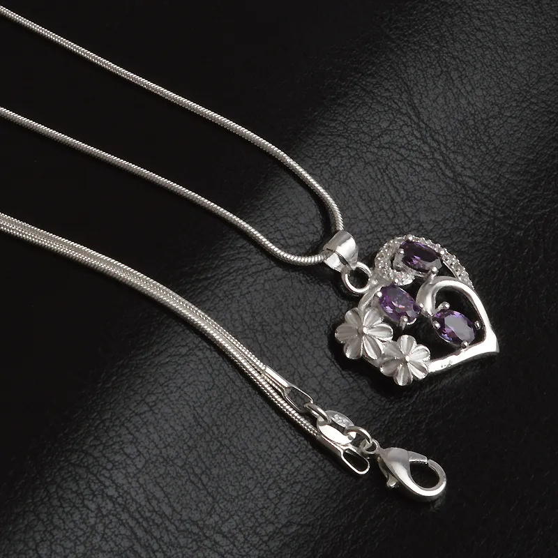 Silver Jewelry Pendant Fine atural amethyst silver-plated zircon pendant 925 jewelry silver plated Necklace Fashion gift necklace Top Qualit