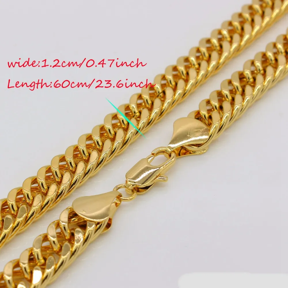 Thick Heavy Solid Chain Necklace 18k Yellow Gold Filled Statement Necklace Classic Jewelry Tight Chain 23.6 Inches
