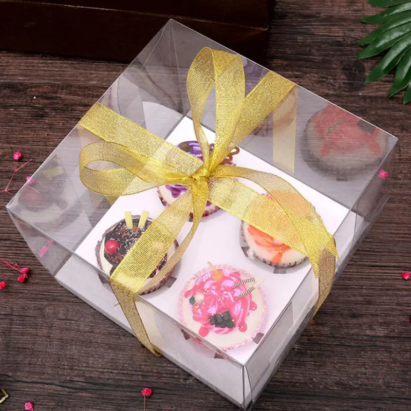 컵 케이크 상자 분명 애완 동물 투명한 비스킷 쿠키 캔디 상자 내부 결혼식 파티 선물 포장 상자 ZA6282