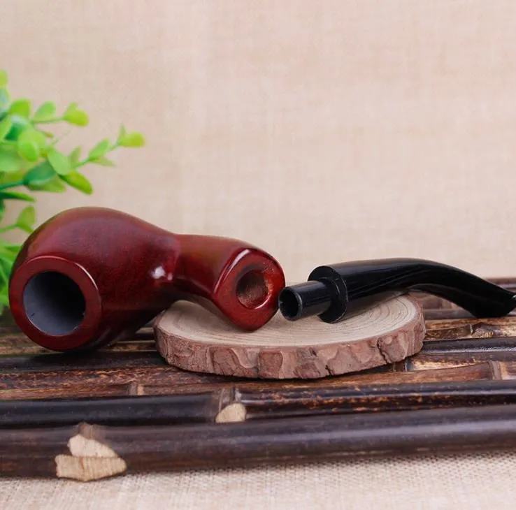 Mahogany smooth curved handle, filter core, red sandalwood pipe, pipe smoking fittings