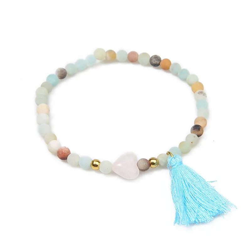 Chakra Armbanden Dames Boho Tassel Sieraden Natuursteen Kralen Boheemse Handgemaakte Liefde Hart Meditatie Healing Armband