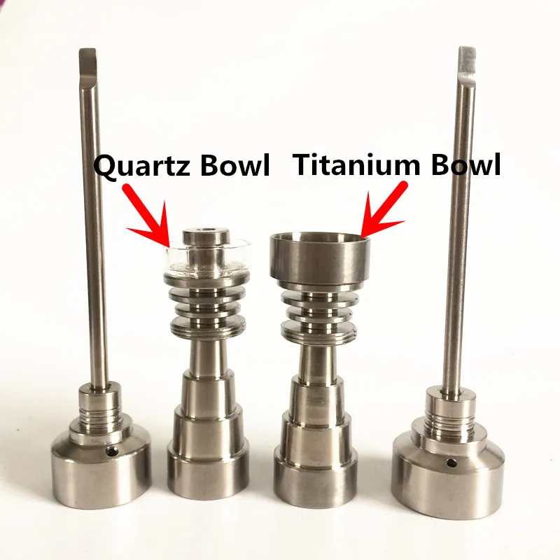 Universal Titanium unha 6 em 1 Aquecedor Bobina Plana 10mm Domeless Titanium Nails 10/14 / 18mm Feminino E Masculino com Titanium Carb Cap New Set estoque