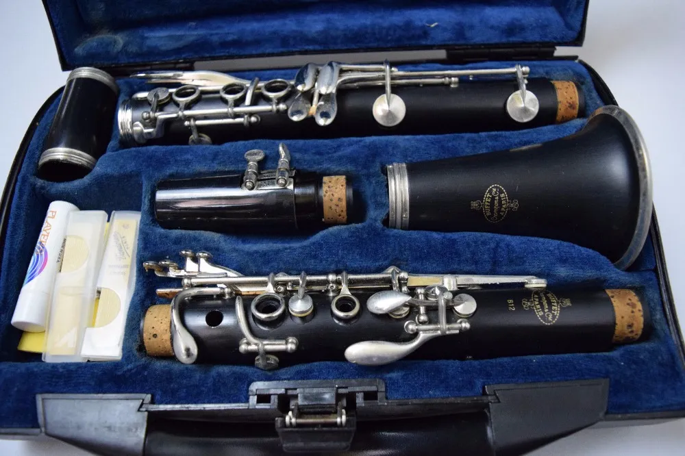 BUFFET B12 B Plano 17 Chaves clarinete Ebony organismo profissional dos instrumentos de sopros prata banhado Botão Musical Instrument com pano de limpeza