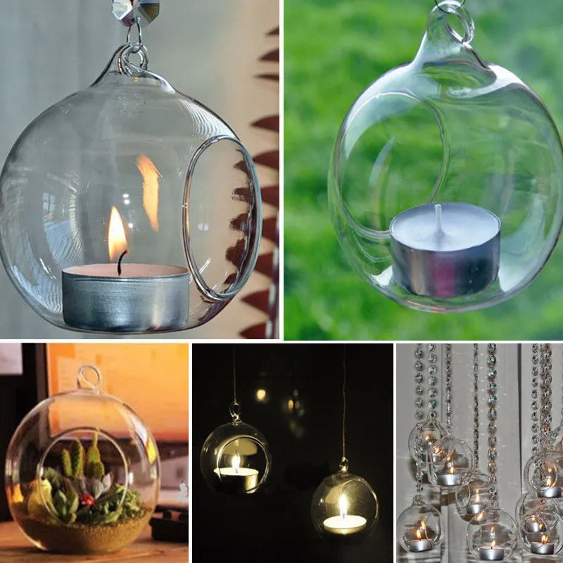 80MM Romantic Hanging Tealight Holder Glass Globes Terrarium Wedding