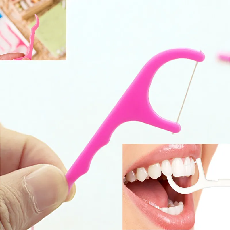 25 teile/beutel Kunststoff Zahnstocher Baumwolle Zahnseide Zahnstocher Stick Für Oral Gesundheit Tisch Zubehör Werkzeug Opp Beutel Pack WX9-525