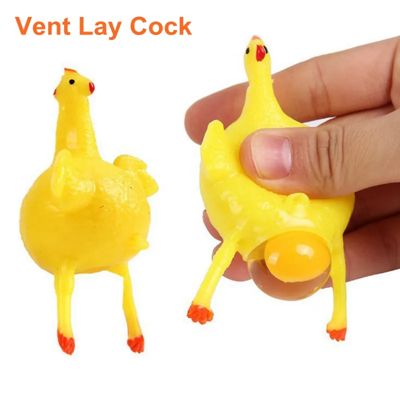 Creative Splat Ball Vent Jouet Drôle Cock Lay Eggs Produits Anti-Stress Poulet Avec Presse À Oeufs Poule Oeuf Nouveauté Jouets Porte-clés Opp Sac