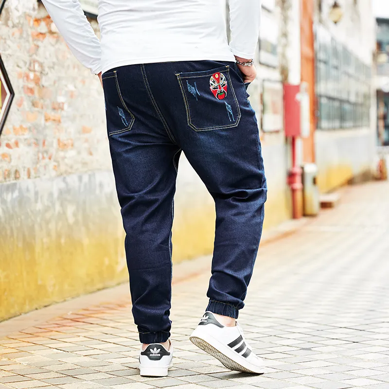 2018 Plus Size M 8XL Mens Dark Blue Stretch Jeans Regular Denim Jean Trousers Large Size Big And Tall Long Pants 2 646 DHgate