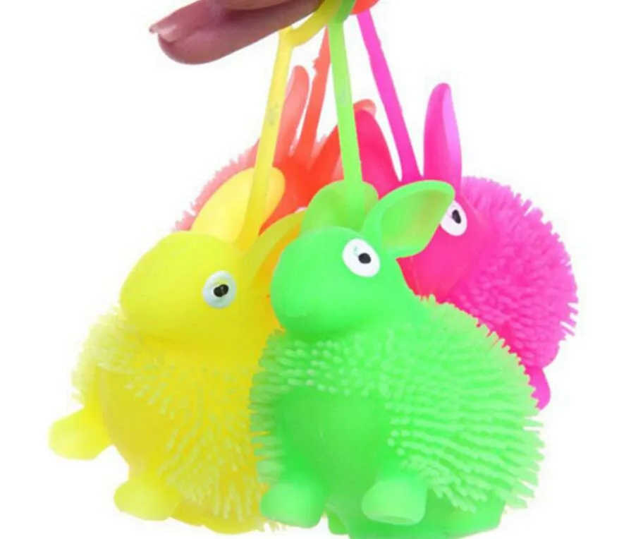 Novelty Lighting Light Squeeze Anti Stress Toys Autism Flush Rabbit Flash Ball Elasticity Funny Toys For Children Luminous Color Random