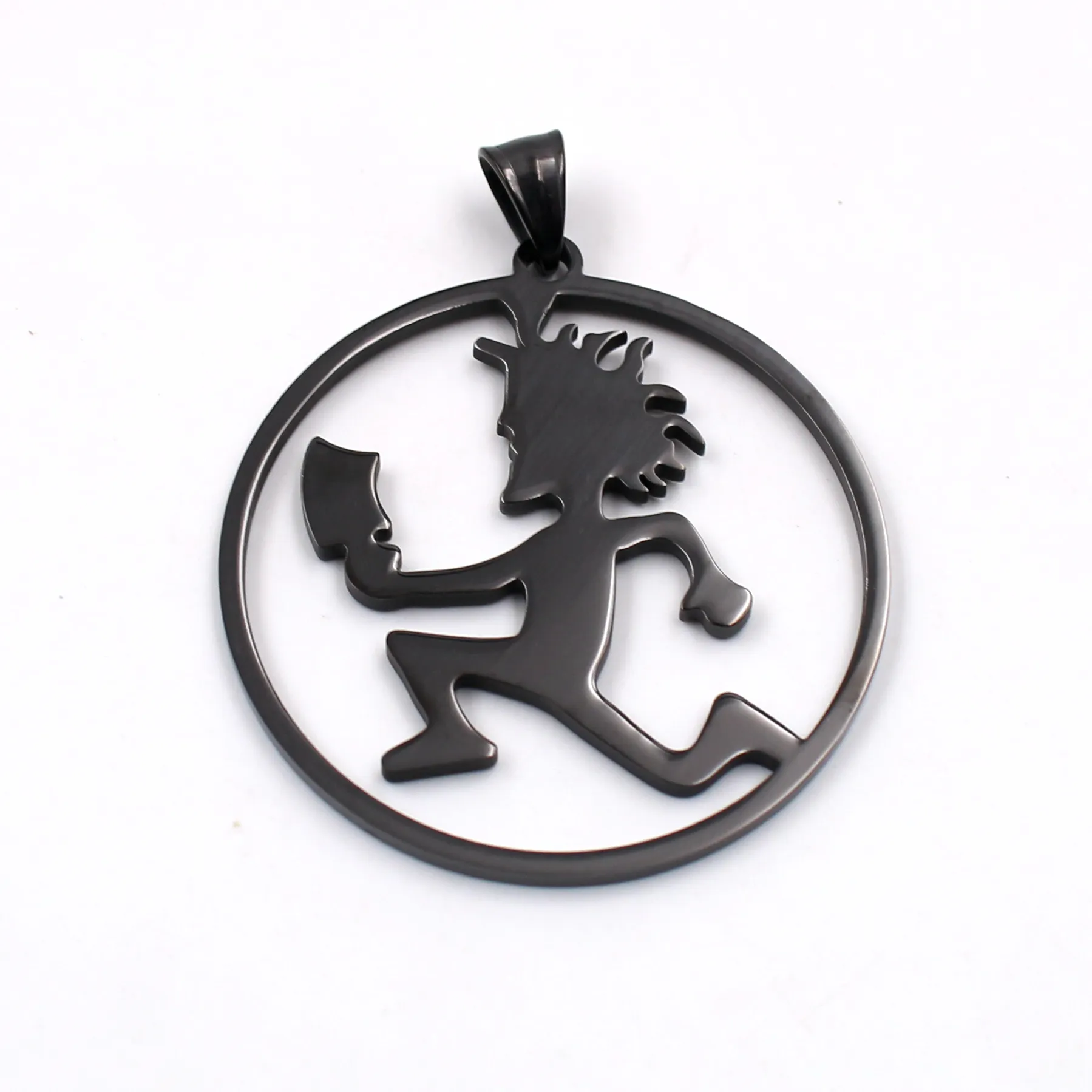 black silver High Polished Fashion Stainless Steel roker ICP Round Hatchet Man Pendant Men Women Necklace Chain267C