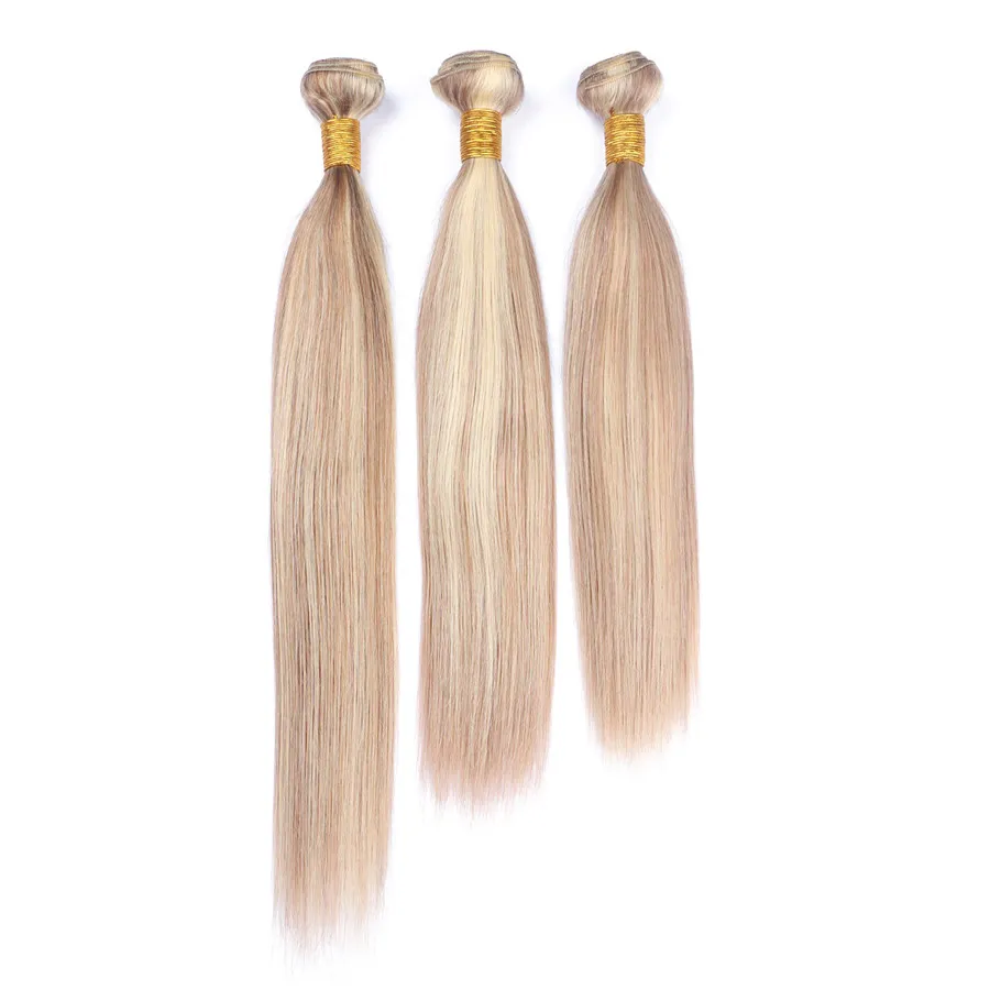 Piano #27 613 Highlight Human Hair Bundles Silk Straigh Ombre Honey Blonde Piano Mix Color Virgin Brazilian Human Hair Wefts Extensions