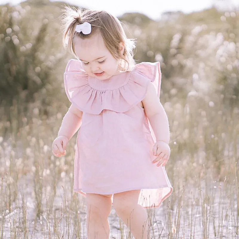 Odzież dziecięca 2018 Dziewczynek Dress Summer Dzieci Dzieci Ubrania Bez Rękawów Różowy Toddler Princess Dress Cotton Girl Dresses Odzież dziecięca