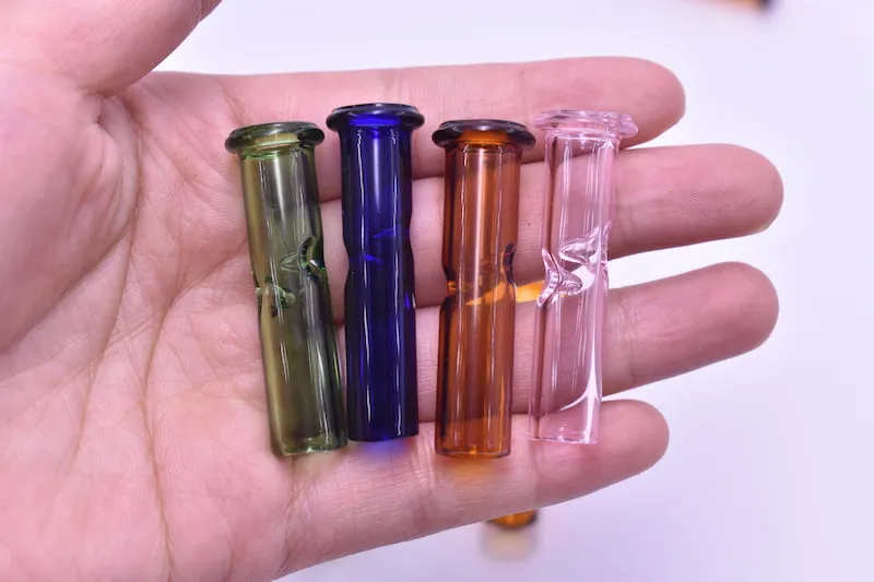 Colored PINK/Green/blue/Yellow Glass Smoking Glass Tobacco pipes Dry herb cypress hill`s phuncky feel tips cigarette filters Length:45mm