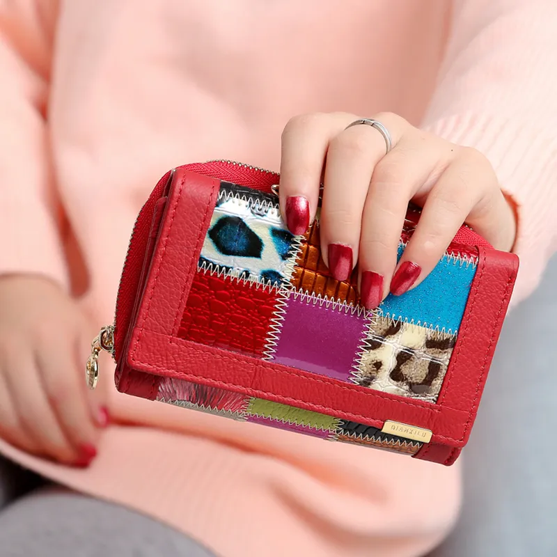 Qianxilu varumärke mode damer geometrisk handväska mynt plånbok carte porte monnaie femme carteira de couro kvinnor plånbok