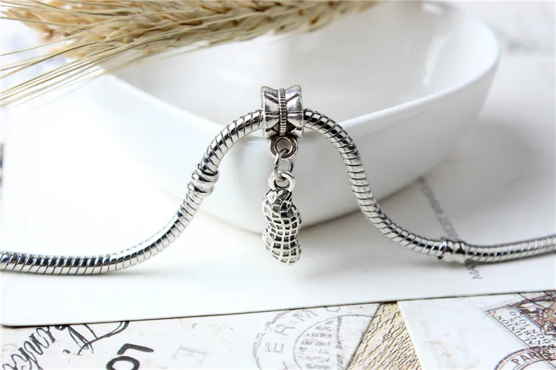 Peanut Pendant Alloy Charm Dangle For Pandora Bracelet Snake Chain Or Necklace Fashion Jewelry Loose Bead