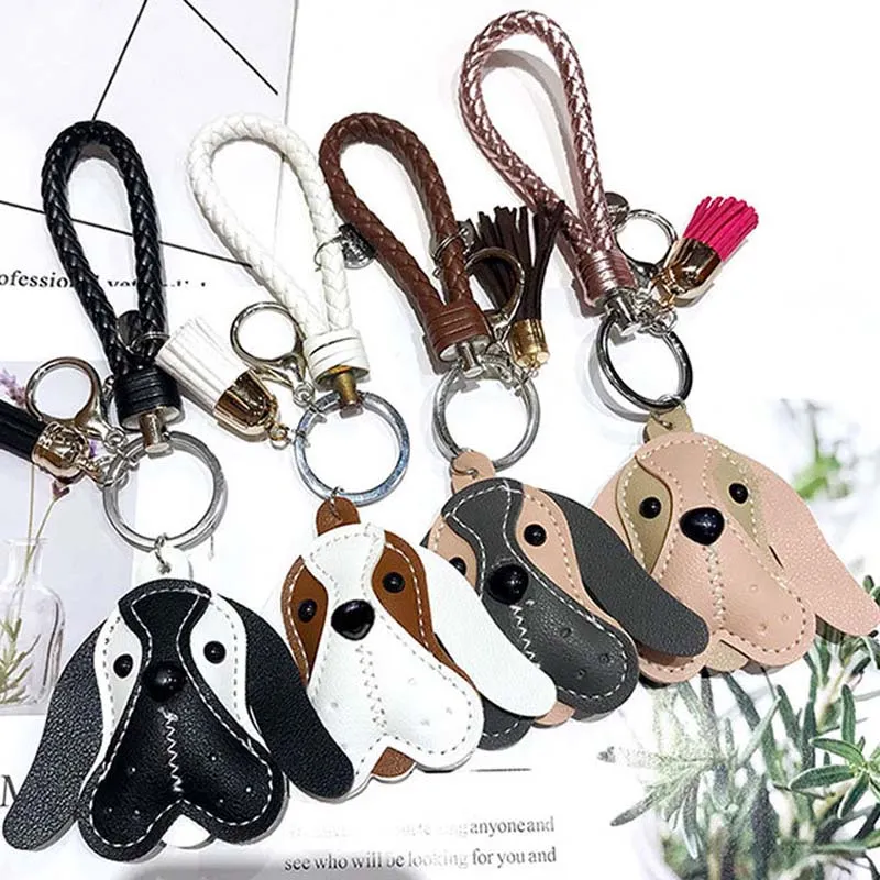 Le donne dell'anello portachiavi della catena chiave di Tessal del cuoio di Keychain del cane sveglio del fumetto insaccano il supporto di chiave dell'automobile trasporto libero