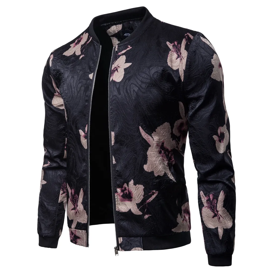 Winter Mens Flower Print Cardigan Jacket Casual Fashion Long